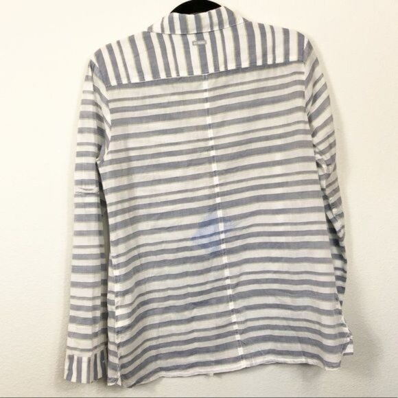 Columbia Womens Early Tide Long Sleeve Button-Up Shirt Blue Striped Cotton Blend - Picture 5 of 9